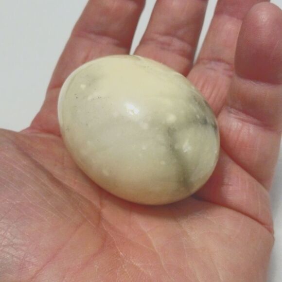 Polished Marble Egg Ivory Grey Easter Display Vintage - Picture 5 of 7